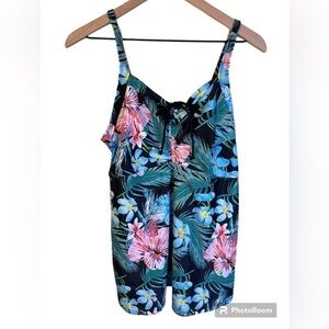 Hanna Nikole Tropical Print Swim Top Size 16W
